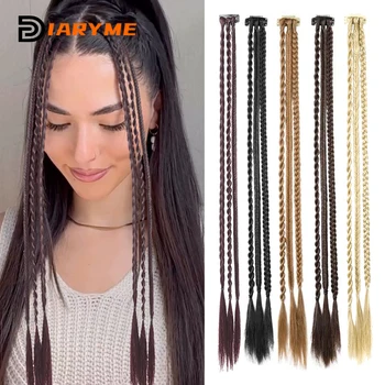Synthetic Wig Braids With Clip Boxing Braid Dreadlocks Clip In Hair Extension Dirty Braids Boxer Braid Heat Resistat Hairpieces 1