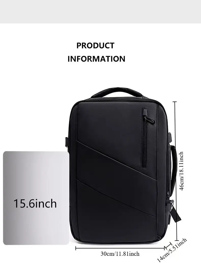 EleJrny Men Business Capacity 17.3Laptop Backpack Large Capacity Expandable Backpack Waterproof USB Travel backpacks men camping