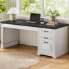 Farmhouse 55" Executive Desk, Computer Desk with Storage Drawers and Power Outlet, Home Office Desk, Workstation for Office Home 1