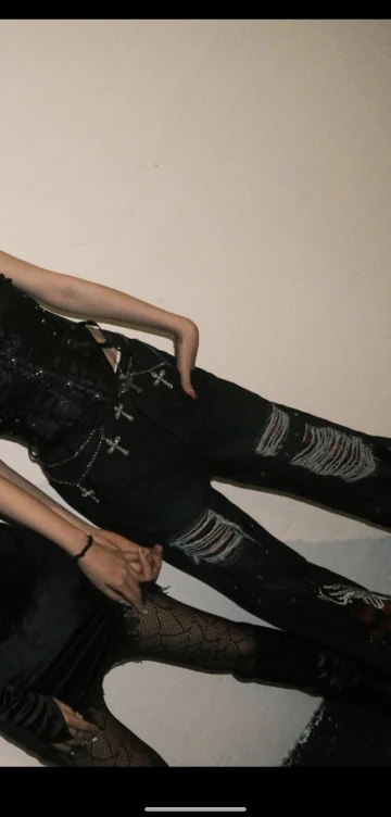 Ripped Black Pants - Y2K Aesthetic photo review