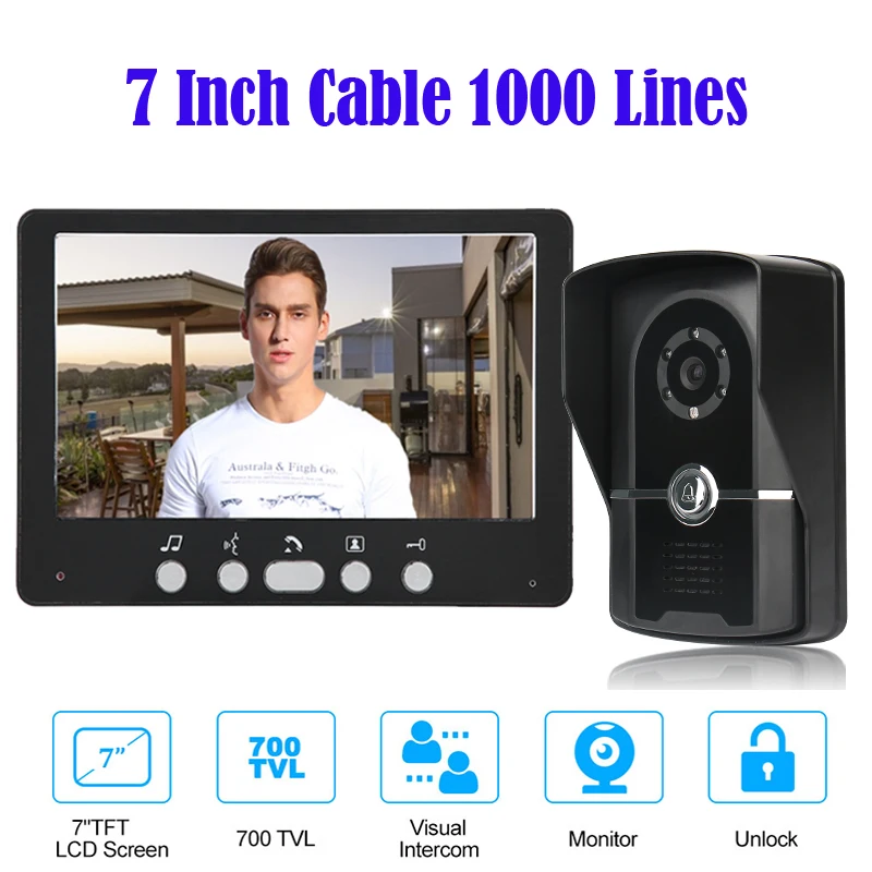 7-дюймовый визуальный домофон