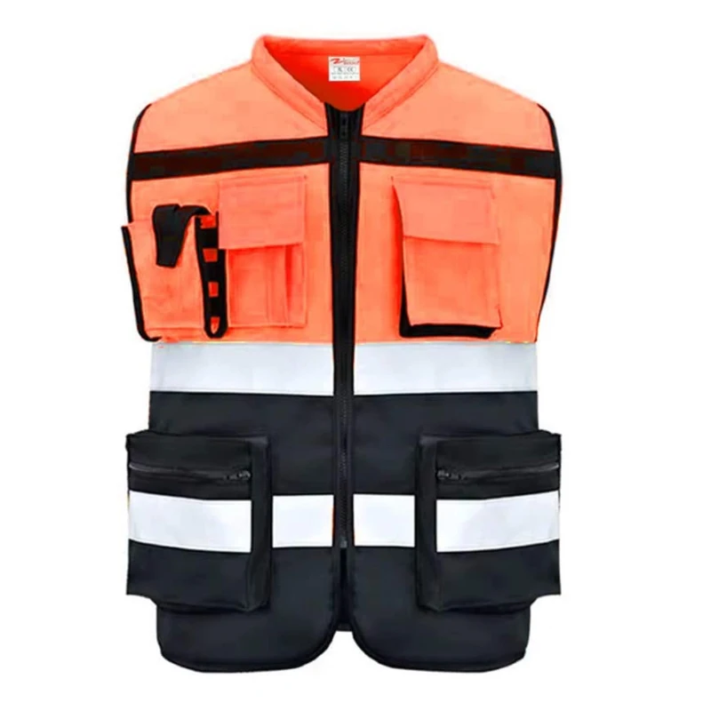 High Visibility Reflective Safety Vests Traffic Construction Vest Functional Pockets reflective safety vest,reflective safety jacket
