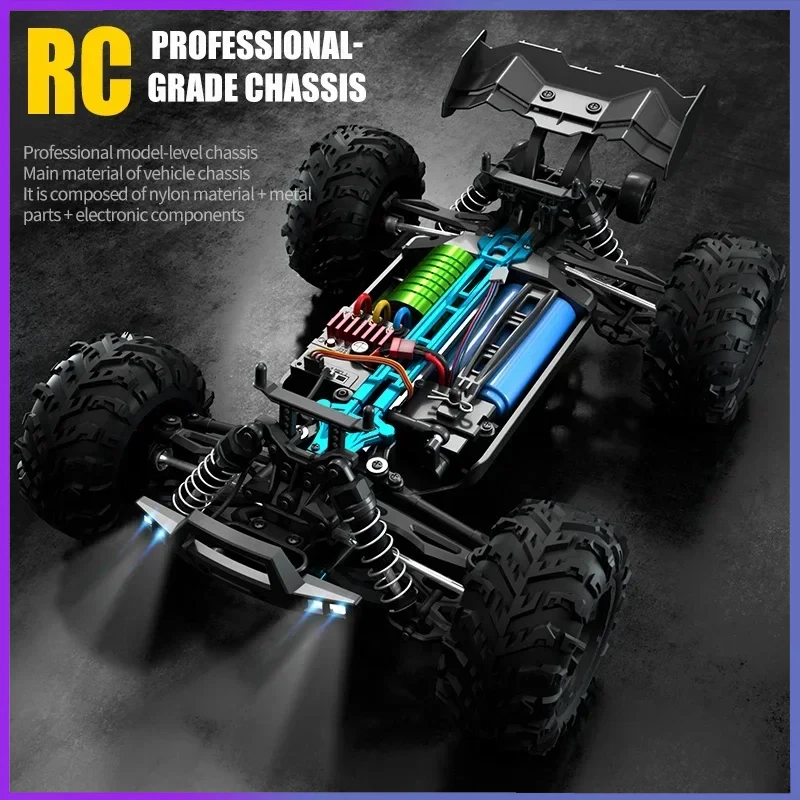 Rc Car Off Road 4x4 High Speed 70KM/H Remote Control Car with LED Headlight Brushless 4WD 1/16 Monster Truck Toys for Boys Gift 2