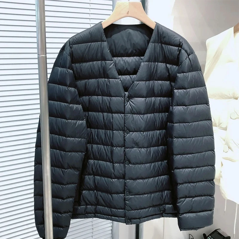 Men\'s lightweight white duck down jacket 2024 autumn and winter new styles Foldable men\'s warm liner down jacket