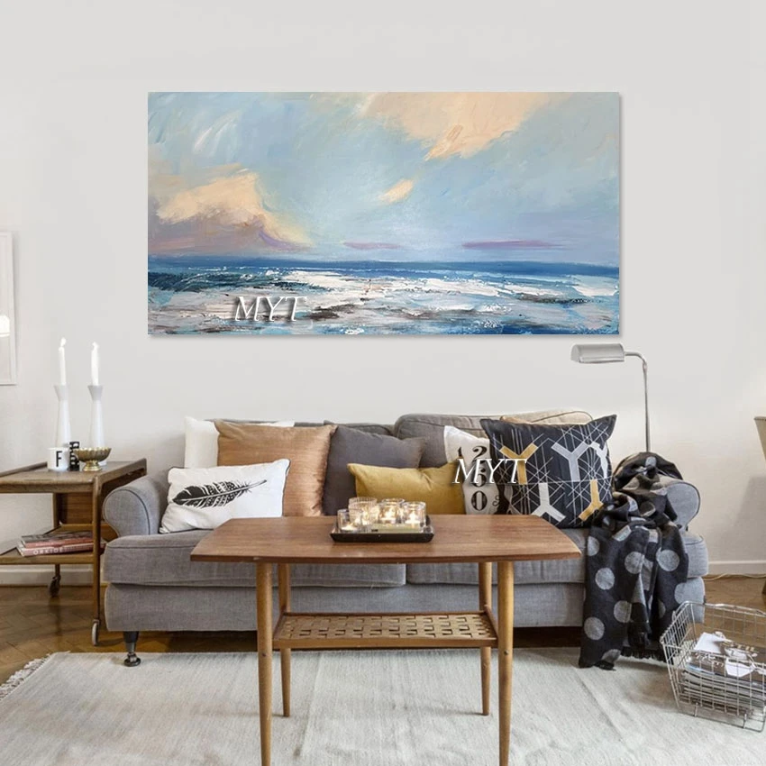 

Large Size Abstract Seascape Painting On Canvas Wall Picture For Restaurant Acrylic Artwork Home Decoration Modern Art Designs