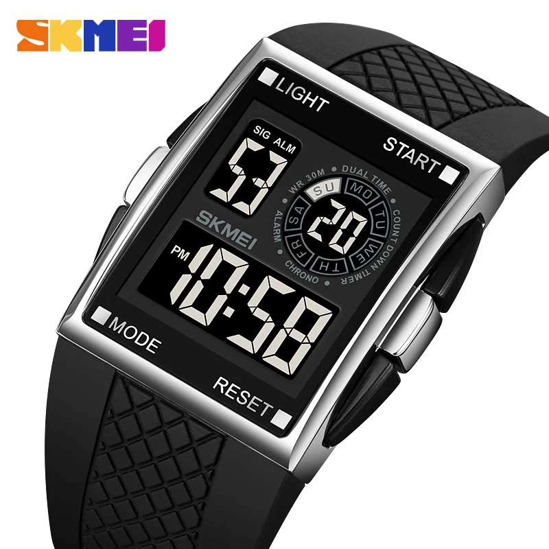 

SKMEI 1967 reloj hombre Japan Digital movement Watch Mens military 3Bar Waterproof Countdown LED Light Electronic Wristwatches