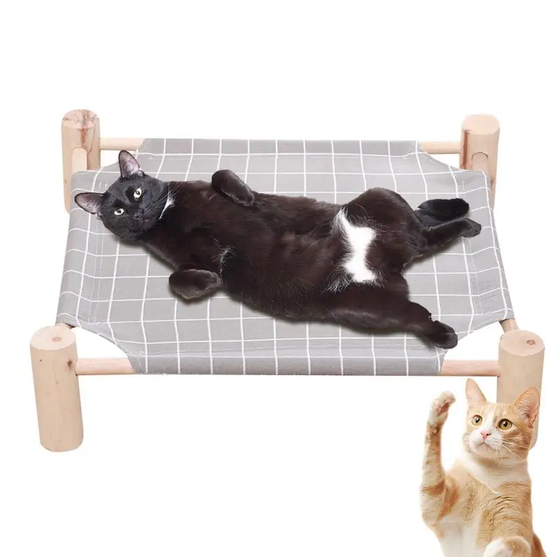 PetHammockBedCoolingDetachableWoodenRaisedDogCotsWooden