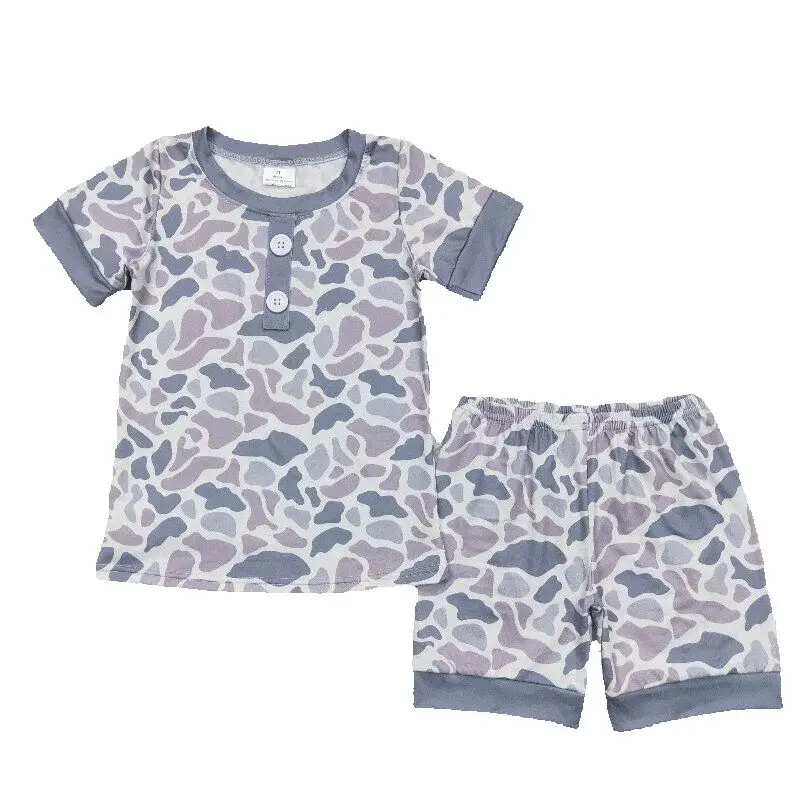 

wholesale baby boy clothes sleepwear outfit camo print shorts pajama set kids garments little boys boutique clothing