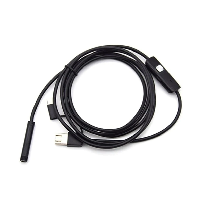 5.5mm 타입-C 내시경 카메라 IP67 방수, 6개 조절 가능 LED, USB 안드로이드 호환, 휴대폰/PC용 플렉시블 검사 내시경