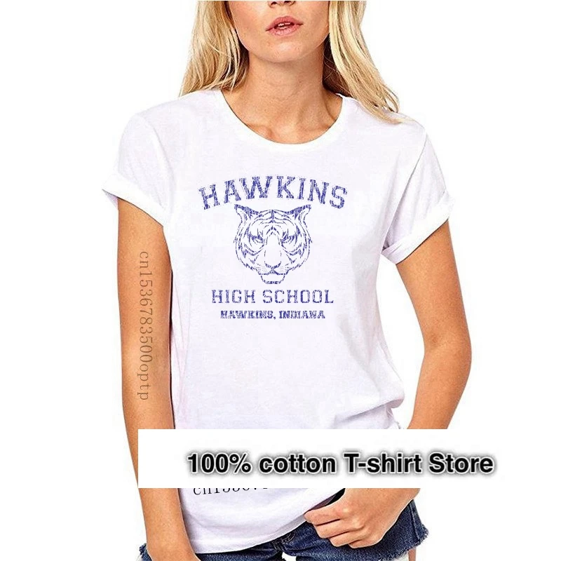 thumbnail image 1 of 539 Camiseta de la escuela secundaria Hawkins para hombre, camiseta divertida, disfraz, programa de televisión Stranger Things, camiseta divertida, serigrafía personalizada, 1 of 5
