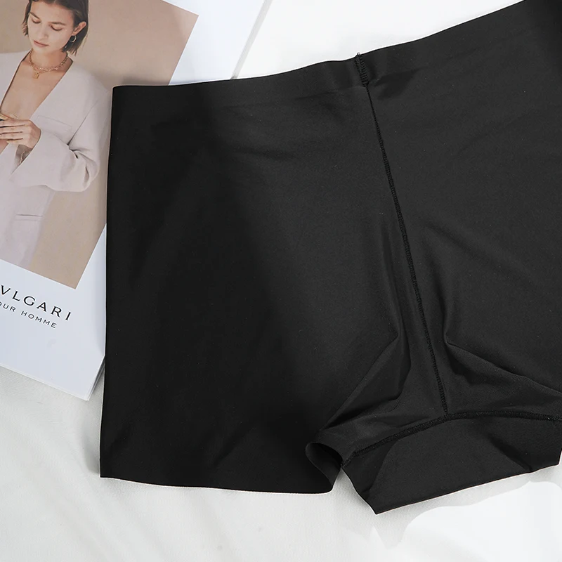 High Stretchy Lightweight Slip Biker Shorts Seamless No Rolling Up Silk Gym Yoga Boxers Legging Women's Shorts Panties
