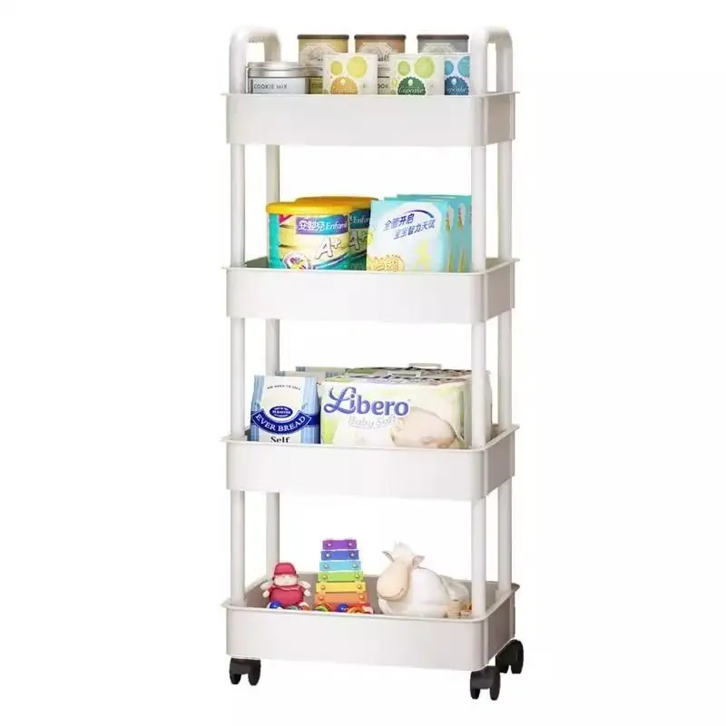 Storage rack trolley french window kitchen multi-storey mobile bathroom bedside snacks bookshelf