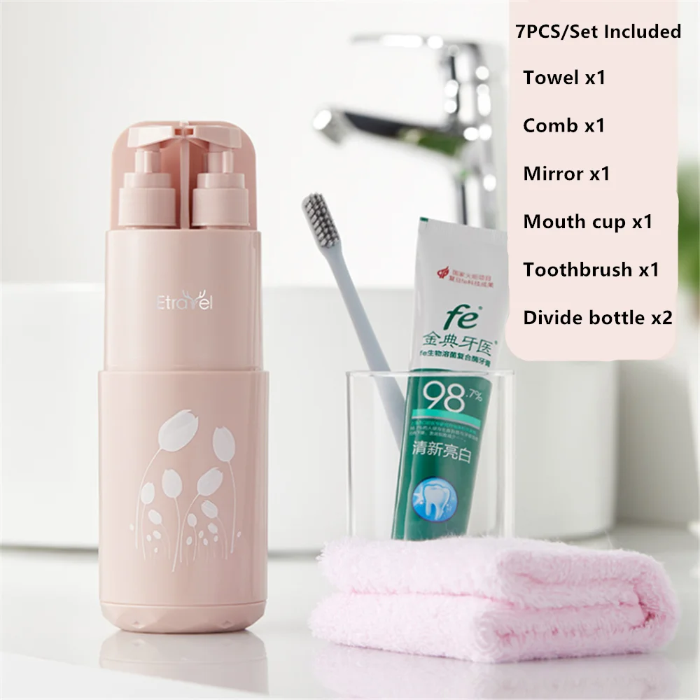 Portable Travel Wash Set Toothpaste Shampoo Storage Bottle Bathroom Multifunction Creative Travel Cup Toothbrush Organizer Box
