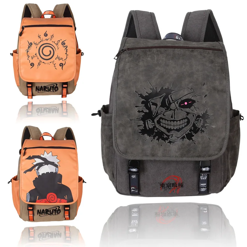 

One Piece Pokemon Naruto Canvas Backpack Cute Cartoon Totoro Attack on Titan Bag Anime Accessories School Supplies Festival Gift