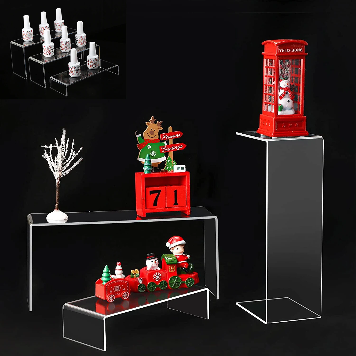 Description Picture 3 of itemAcrylic Plexiglass Jewelry Display Rack Jewelry Cosmetics Display Rack Window Dessert Display Rack Shoe Divider U-Shape