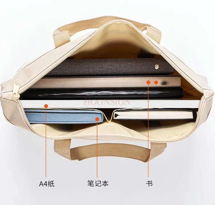 1개 두꺼운 시험지 파일 가방 노트북 가방 핸드백 캔버스 지퍼형 수납 가방 사무실 비즈니스 회의용