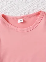 Ensemble deux pièces pour bébé fille de 0 à 3 ans, col rond, manches courtes, motif de chat de dessin animé mignon, short simple, pour le printemps et l'été 4