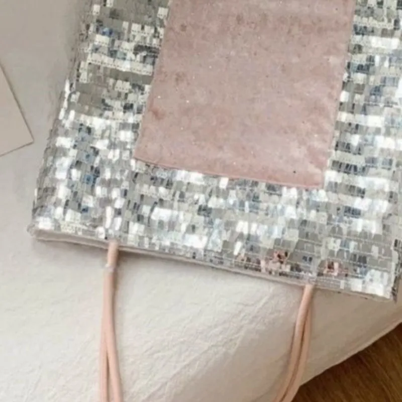 JIAERDI Hot Girls Silver Pink Shoulder Tota Bag Women 2025 Summer Shiny Y2k Handbag Female Large Capacity Underarm Bag Aesthetic