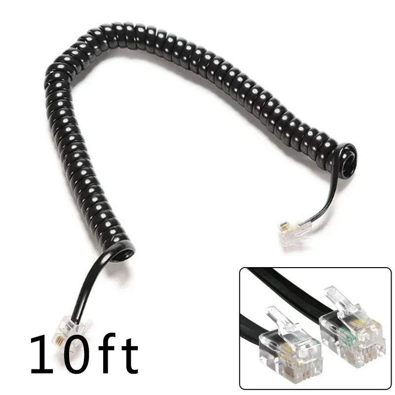 Telephone handset cord 3meters RJ10 Telephone Handset Extension Cord Curly Coiled Line Cable Spring Wire Voice