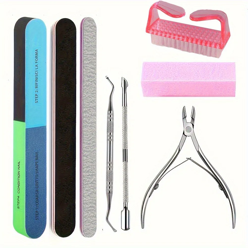 Professional 8-Piece Nail Care Kit - Deluxe Manicure Set with Cuticle Tools and Tweezers - Unscented