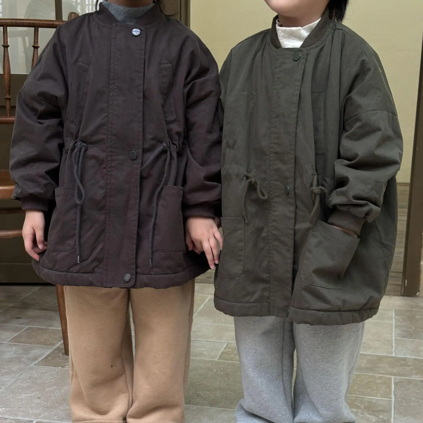 

Autumn Winter Children Fleece Windbreak Solid Boy Baby Plus Velvet Thick Coat Retro Girl Kid Warm Jacket Toddler Cotton Clothes