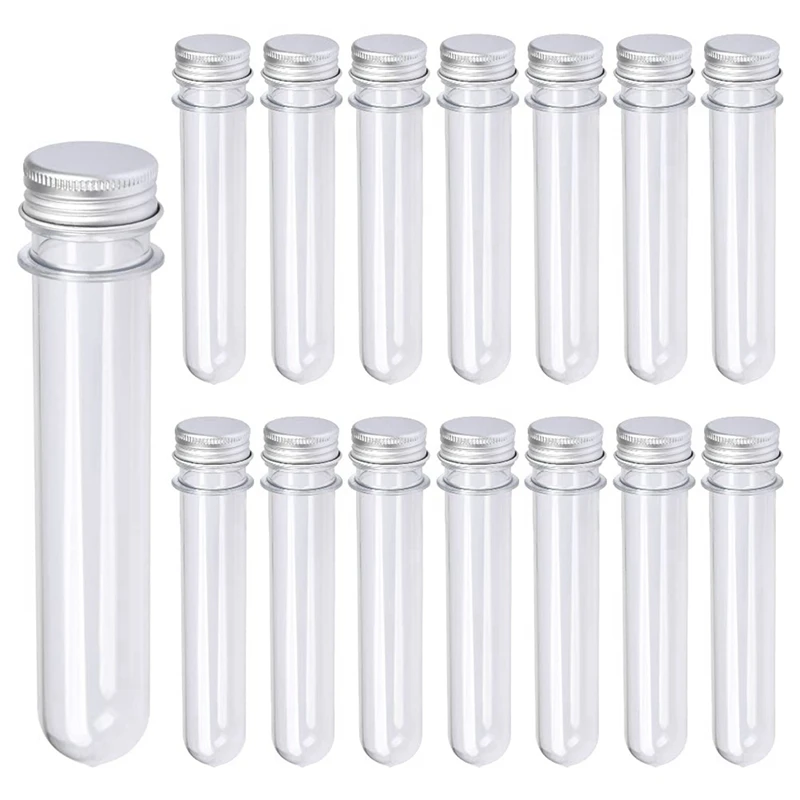 

90 PCS 40ML Plastic Test Tubes With Screw Caps Reusable Transparent Container Tubes Transparent Test Tube
