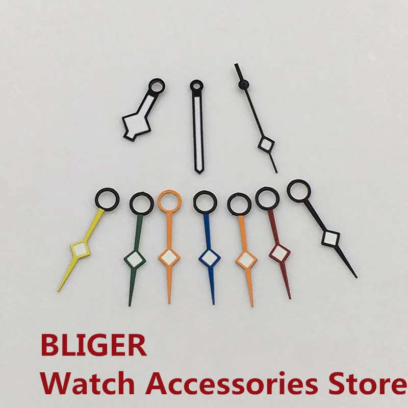 BLIGER Silver Black Watch Hands Luminous Hands Two-Color GMT Hands Fit NH34 GMT Movement 4PCS