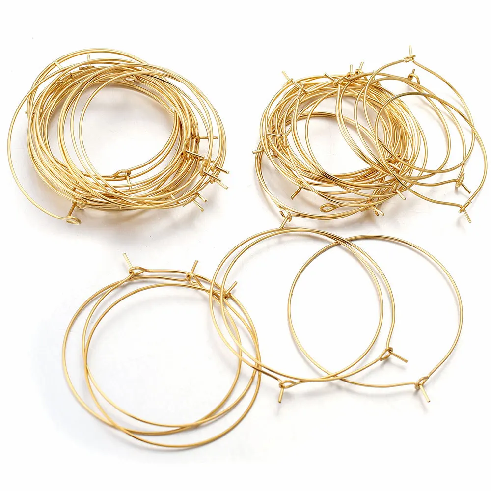 Gold Hoops Earrings Big Circle Ear Wire Hoops Earrings Wires For DIY Jewelry Making Supplies 1