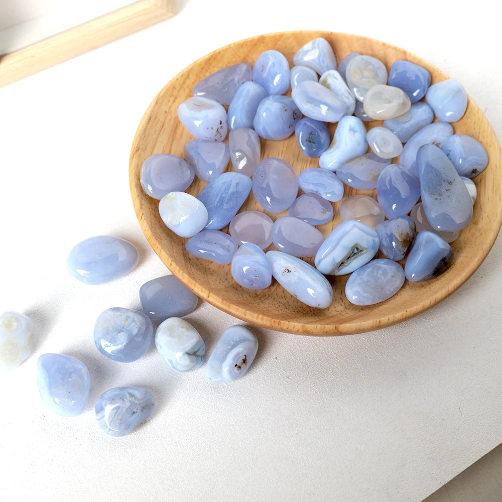 50G/bag Natural Healing Tumble Blue chalcedony Gravel Stone Reiki Crystals for Yoga Energy Beginners Craft Home Decor Decorative Stones,Tumbled Stones,Healing Stones