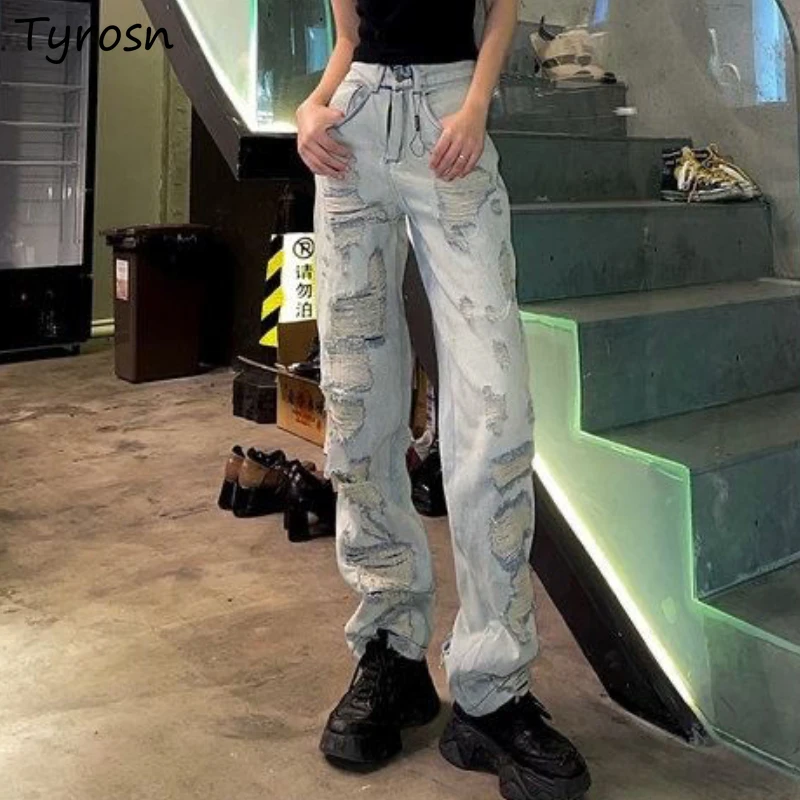 S-5Xl Jeans Donna Design Streetwear Studenti Strappati Moda Per Il Tempo Libero Attraente Stile Europeo Fare Una Vecchia Vacanza Di Personalità Popola
