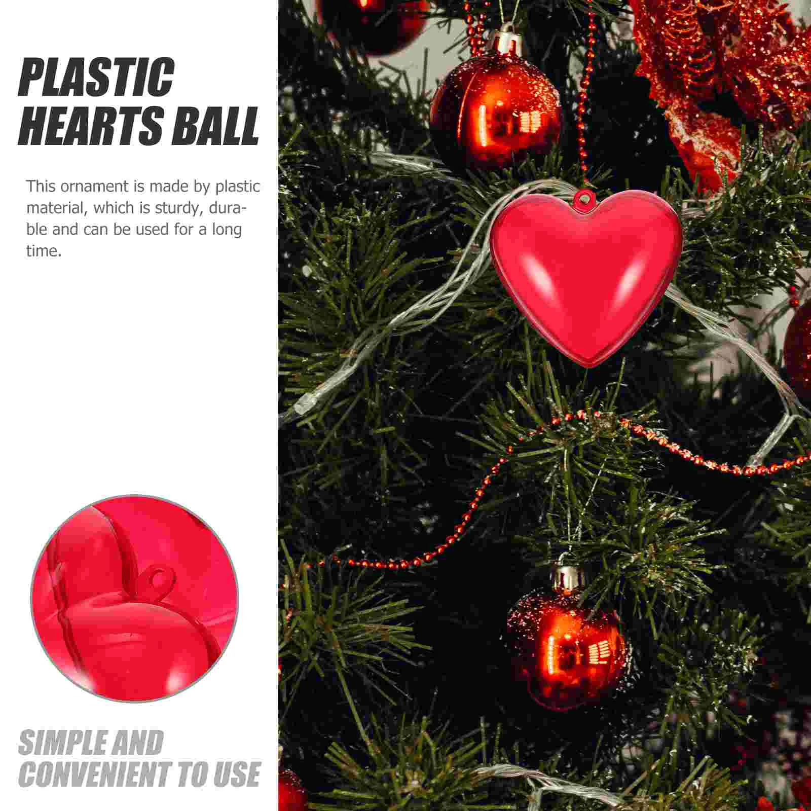 10 Pcs Heart Shaped Fillable Boxes Wedding Hanging naments Plastic Gift Boxes Christmas Decor Wind Chimes Home Decor Red 4