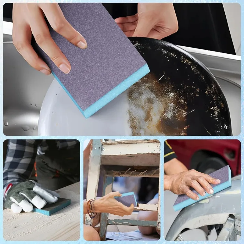 3 Pieces of Sand Grinding Sponge Soft Foam Sand Pad, Reusable Dry and Wet Sand Grinding Blocks, Suitable for Metal Furniture