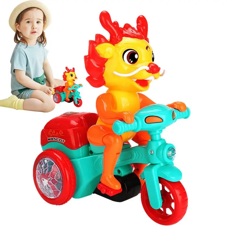 

Stunt Toy Cars Creative Rotating Stunt Tricycle Musical Toys Battery Operated Interactive Toy With Lights & Music Reusable
