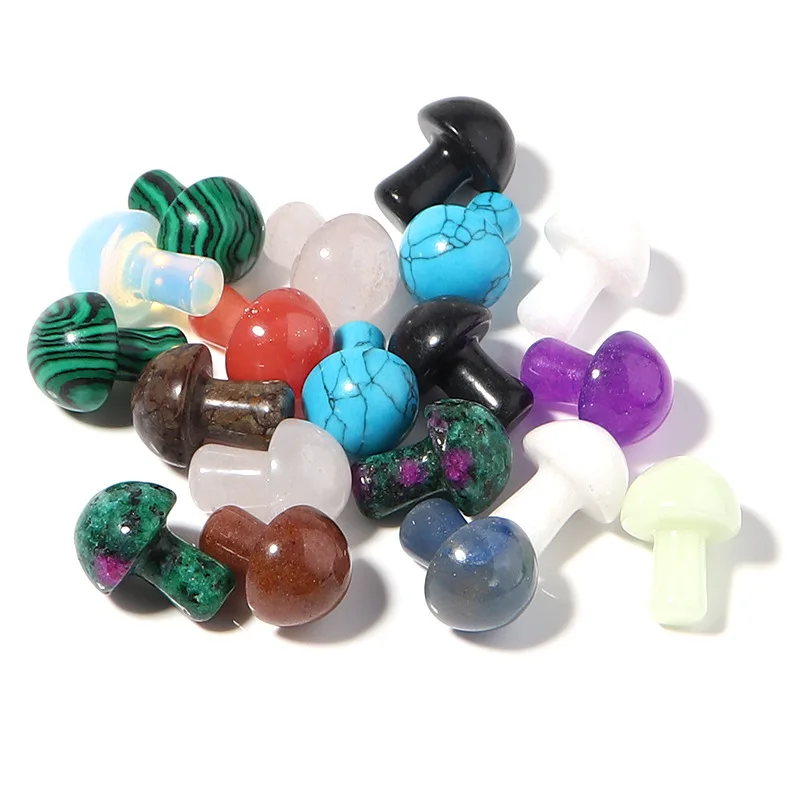 2CM Mushroom Reiki Healing Chakra Natural Stone Ornament Quartz Mineral Crystal Tumbled Gemstone Home Decoration Jewelry Making