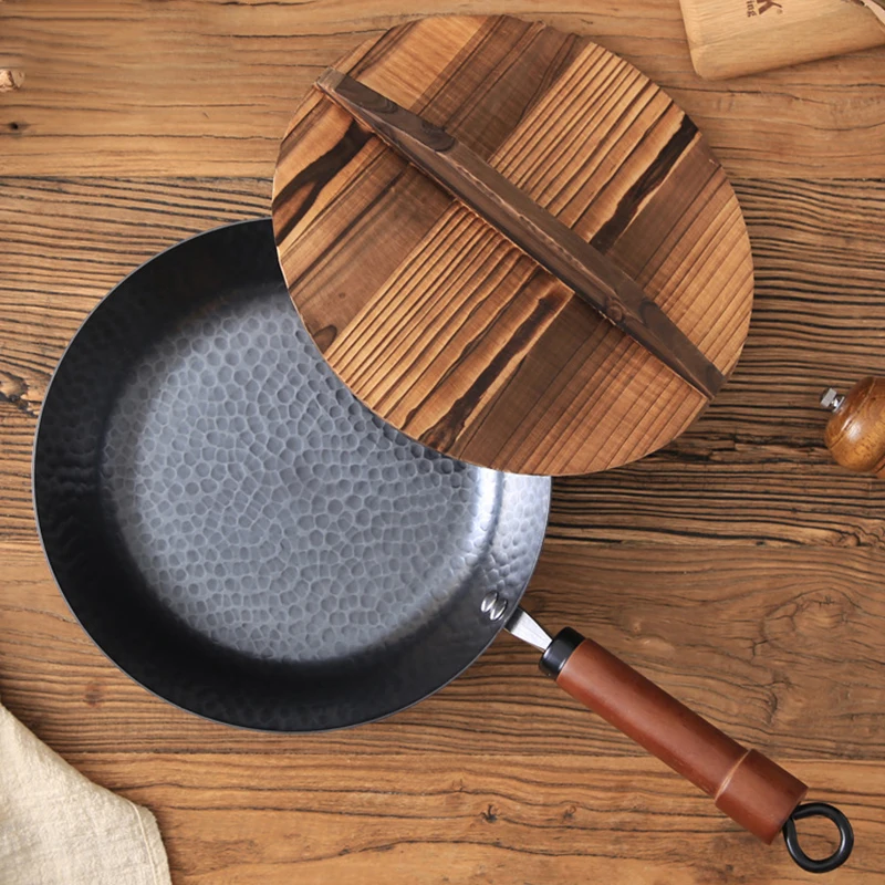 

Hammer Cast Iron Frying pan,Carbon Steel Wok,Durable Non-stick Pans,For Kitchen Gas Stove And Induction Cooker Kitchen Cookware