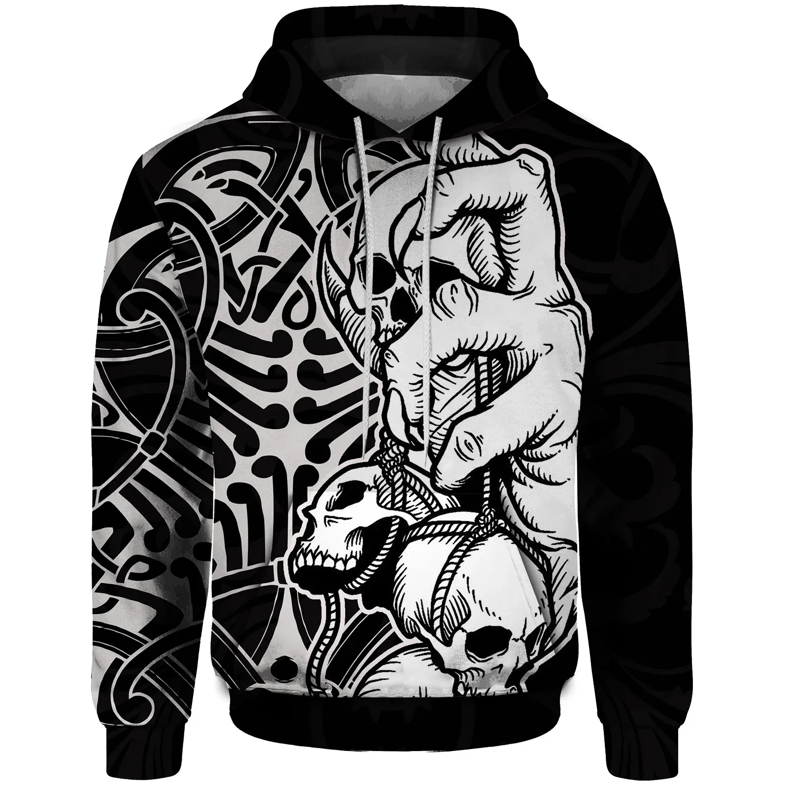 thumbnail image 1 of Sudadera con capucha holgada para hombre, sudadera con estampado de calavera retro para hombre, ropa gótica informal con capucha para hombre, ropa Y2K, 1 of 5