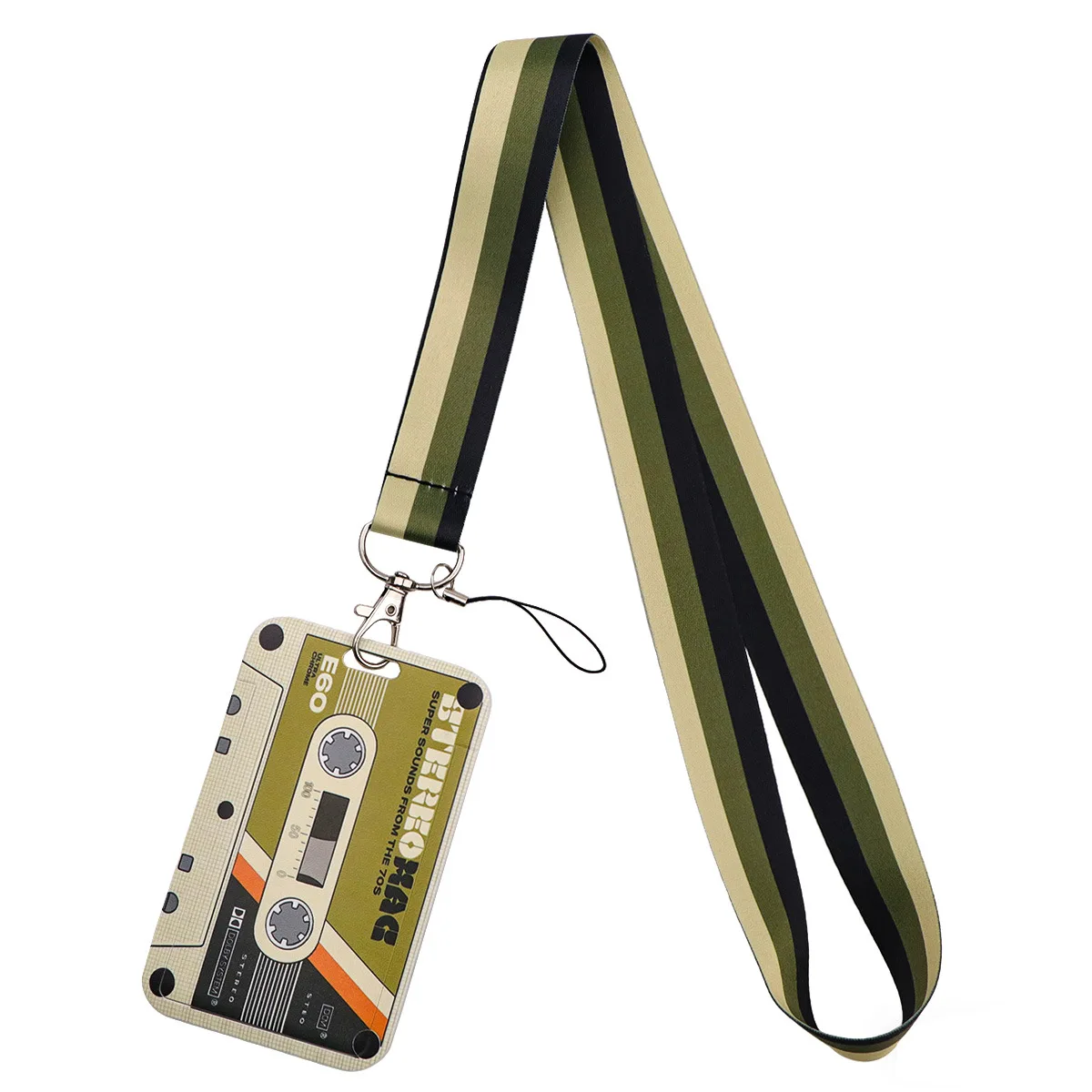 사무실 배지 홀더, 견고한 슬라이딩 하드 카드 케이스, ID 카드 홀더(랜야드 포함), 투명 카세트 테이프 배지 홀더(선물용)