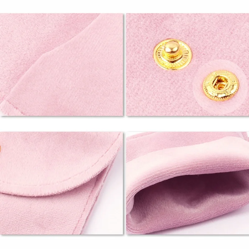 High Quality Velvet Jewelry Bag Snap Button Packing Bag Soft Velvet Pouch Portable Ring Earring Necklace Bracelet Storage Bag 5