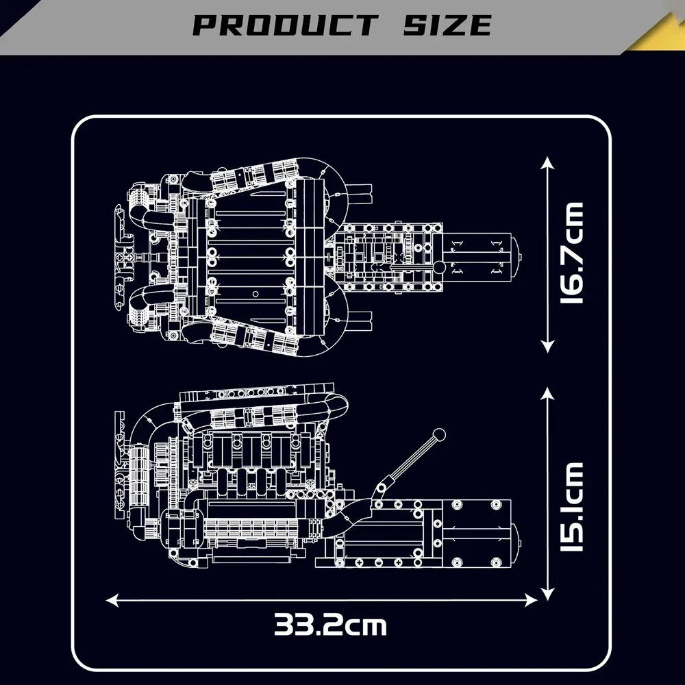 Mould King 10203 Mercedes V8 Engine Motorized view 3