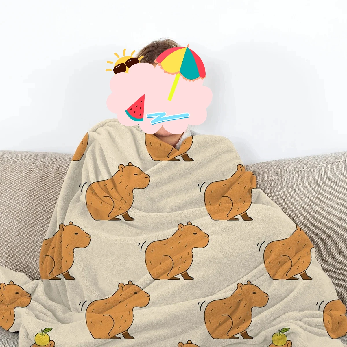 Fluffy Capybara Nap Blanket - Soft Microfiber Flannel Throw for Winter Camping