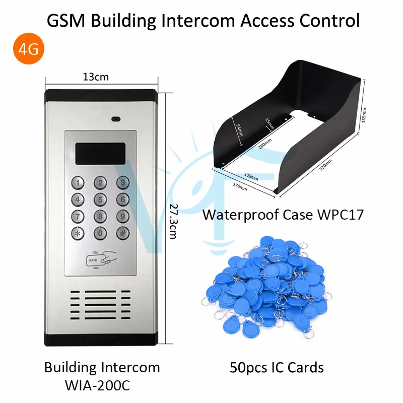 GSM Apartment Door Intercom System Seguranca Pessoal Controle Remoto Unlock Access Control Keypad 1 Waterproof Cover + 50 IC Key