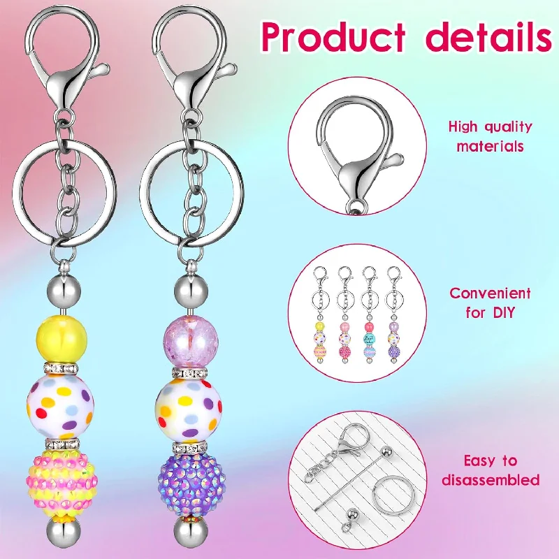 Beadable Keychain Kits Beaded Keychain DlY Pole Charm,Beaded Cute Pendant Ornament Ornament Set