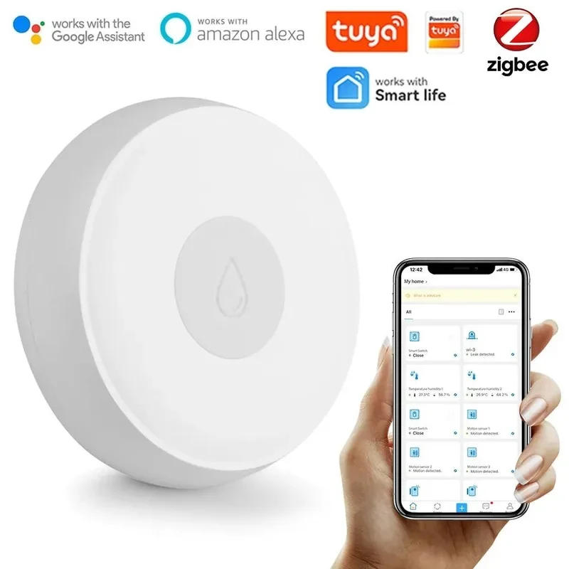 

Tuya Zigbee Wifi Water Leak Sensor Smart Home Wireless Immersion Leakage Detector Water Immersion sensor Support Alexa Google
