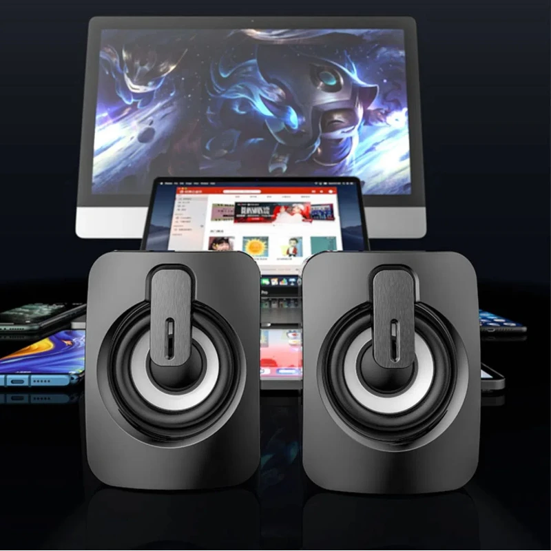 XIAOMI Portable Home Speaker USB 3.5mm Audio Interface Wired Mini Subwoofer Speaker LED Light Loud Box Computer slab Cell phone