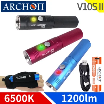 Archon V10s II 스쿠버 다이빙 라이트 손전등, 휴대용 수중 램프, 1200 루멘, 18650 배터리 토치, 다이빙 비디오 사진