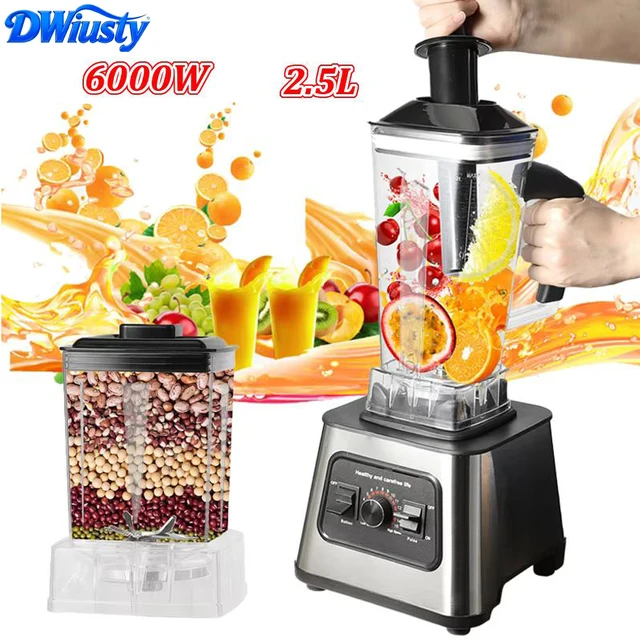 Mixeur haute vitesse 2-en-1 DWiusty 6000W, capacité 2,5L, réglage 9 vitesses, broyeur de glace et extracteur de jus, processeur multifonction 1