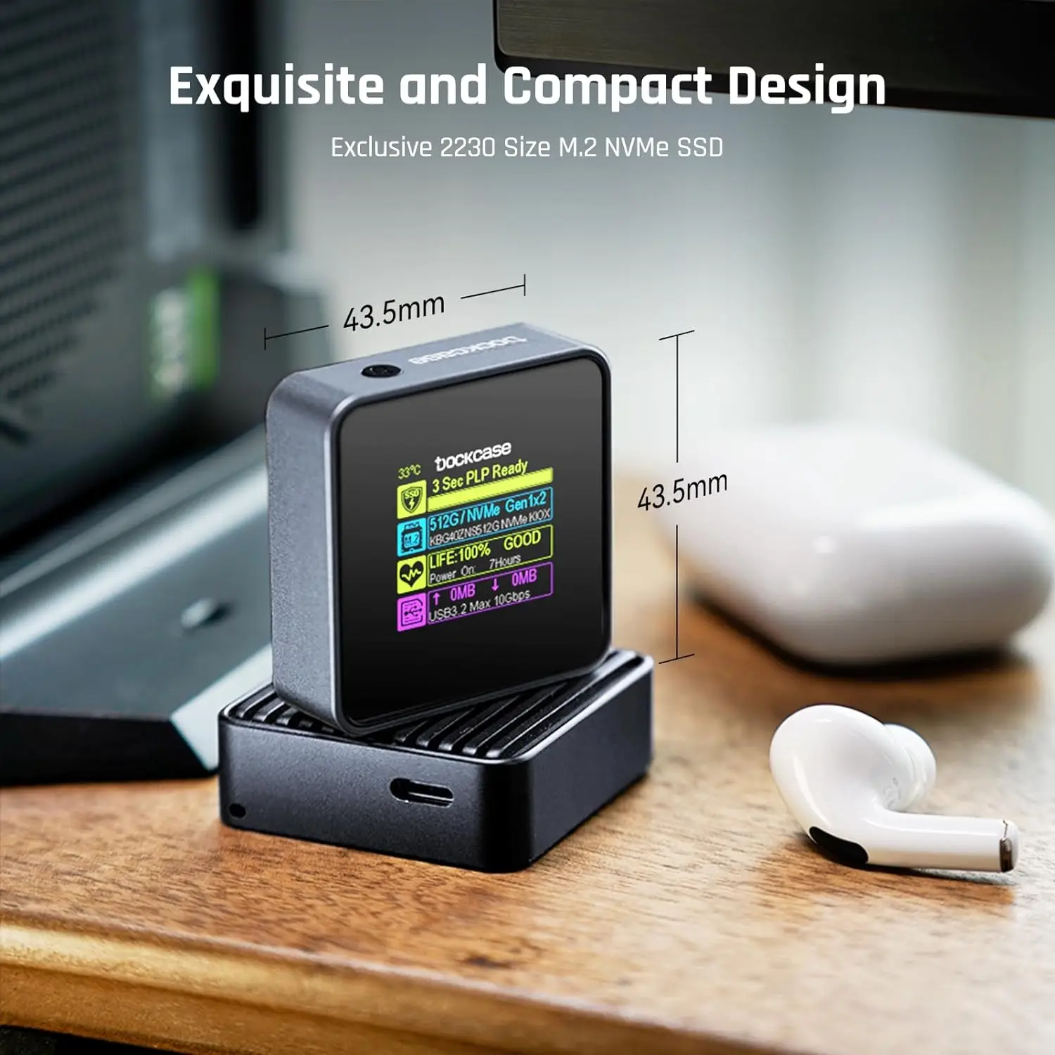 Dockcase 2230 M.2 NVMe SSD エンクロージャ LCD ディスプレイ Dockcase 2230 M.2 NVMe SSD エンクロージャ LCD ディスプレイ