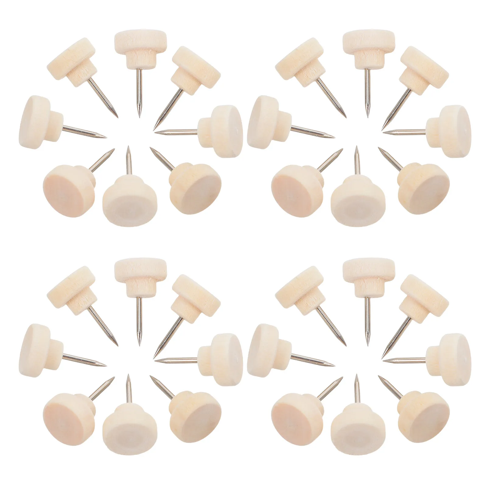 50개 나무 푸시핀 라운드 헤드 미니멀리스트 장 압정 사진 벽 코르크 보드 게시판 사무용품