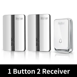 Enhanced Wireless Waterproof Self - Powered Doorbell with Smart Chimes and Receiver - AU (1 Button 2 Receivers)