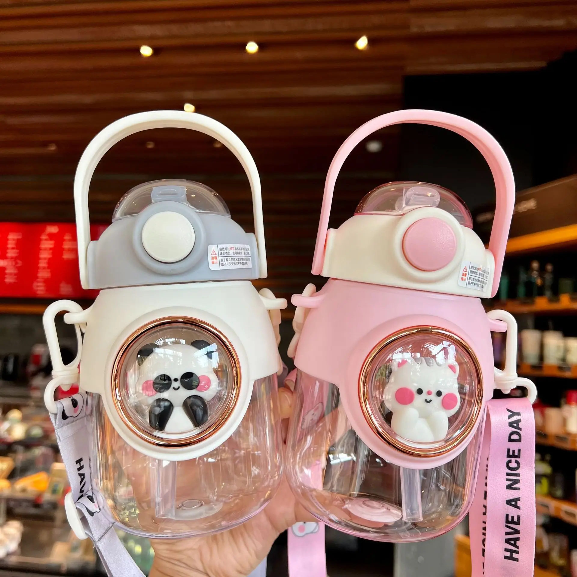 

820ml Children's Water Bottle Space Capsule Plastic Large Capacity Straw Cup School Student Kids Cute Cartoon Kawaii For Girls